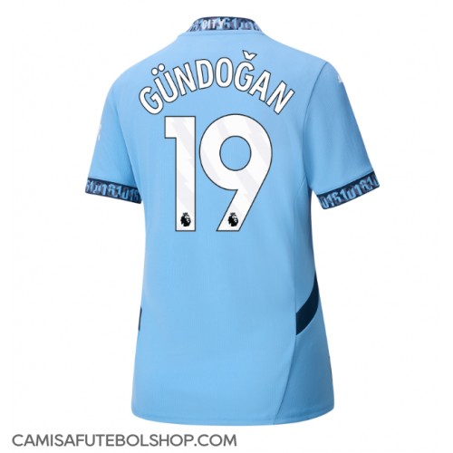 Camisa de time de futebol Manchester City Ilkay Gundogan #19 Replicas 1º Equipamento Feminina 2024-25 Manga Curta
